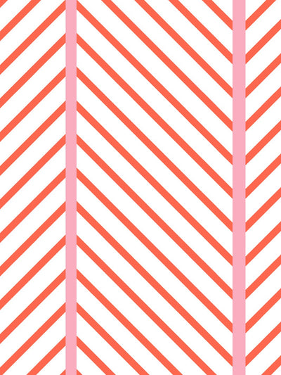 barbie dreamhouse herringbone wallpaper by barbie persimmon pink