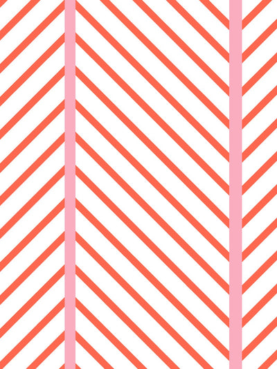 'Barbie™ Dreamhouse Herringbone' Wallpaper by Barbie™ - Persimmon Pink