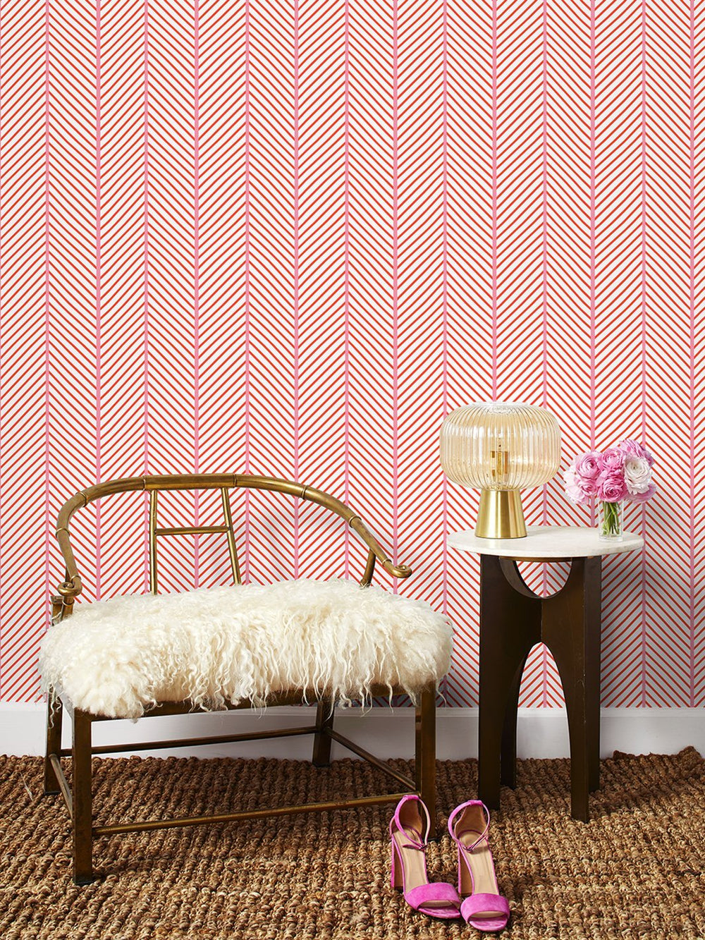 barbie-dreamhouse-herringbone-wallpaper-by-barbie-persimmon-pink