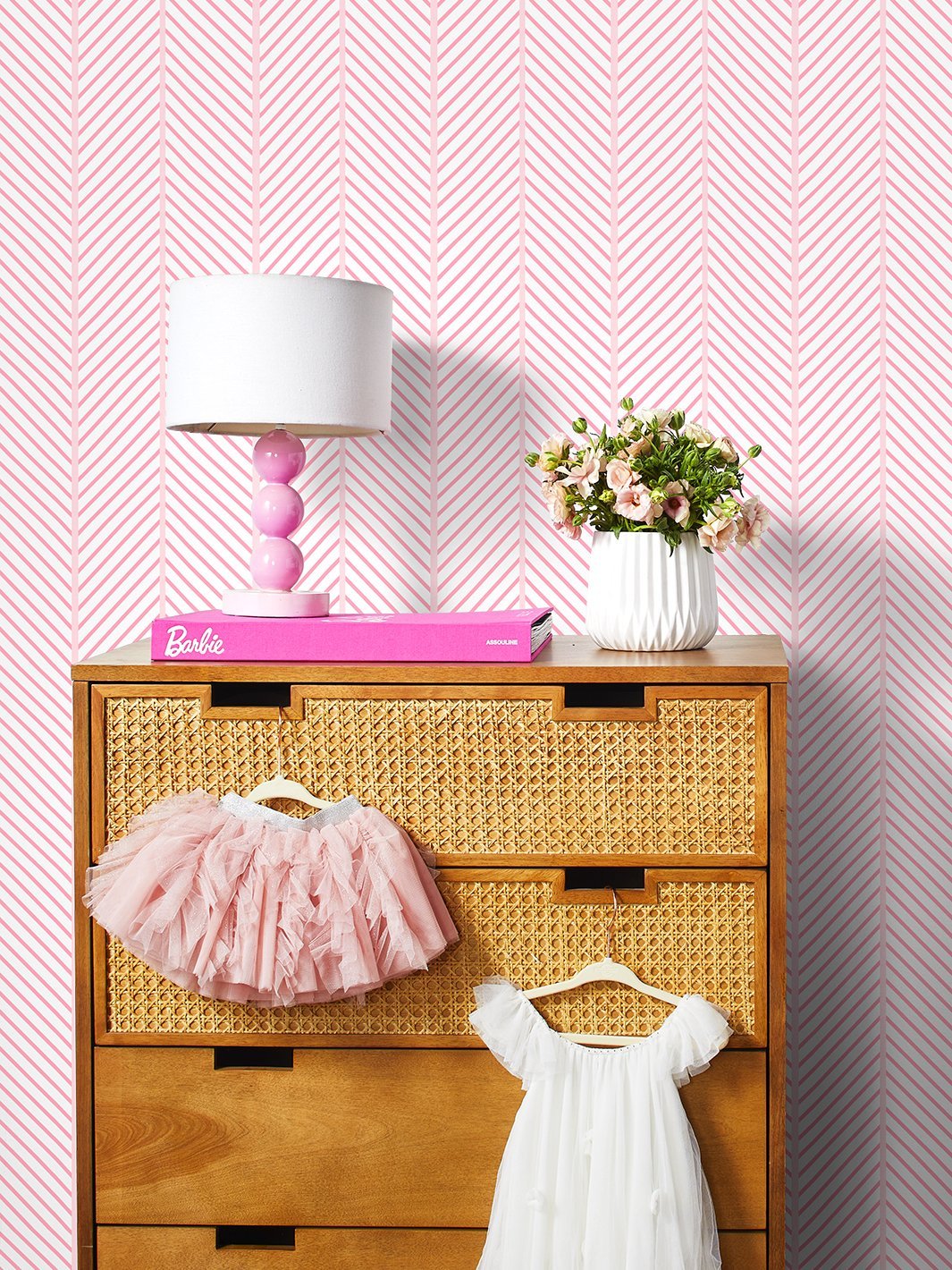 'Barbie™ Dreamhouse Herringbone' Wallpaper by Barbie™ - Piggy Bank