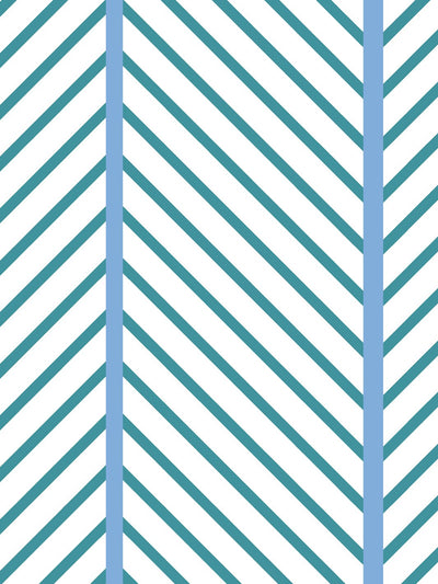 'Barbie™ Dreamhouse Herringbone' Wallpaper by Barbie™ - Teal Blue