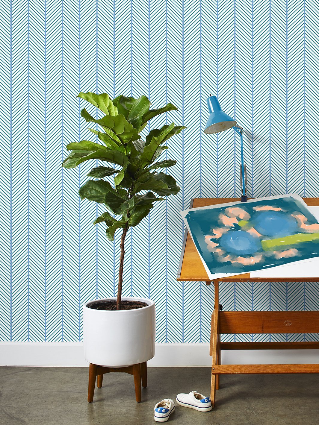 barbie dreamhouse herringbone wallpaper by barbie teal blue