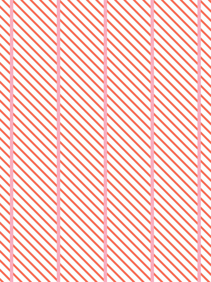 'Barbie™ Dreamhouse Stripes' Wallpaper by Barbie™ - Persimmon Pink