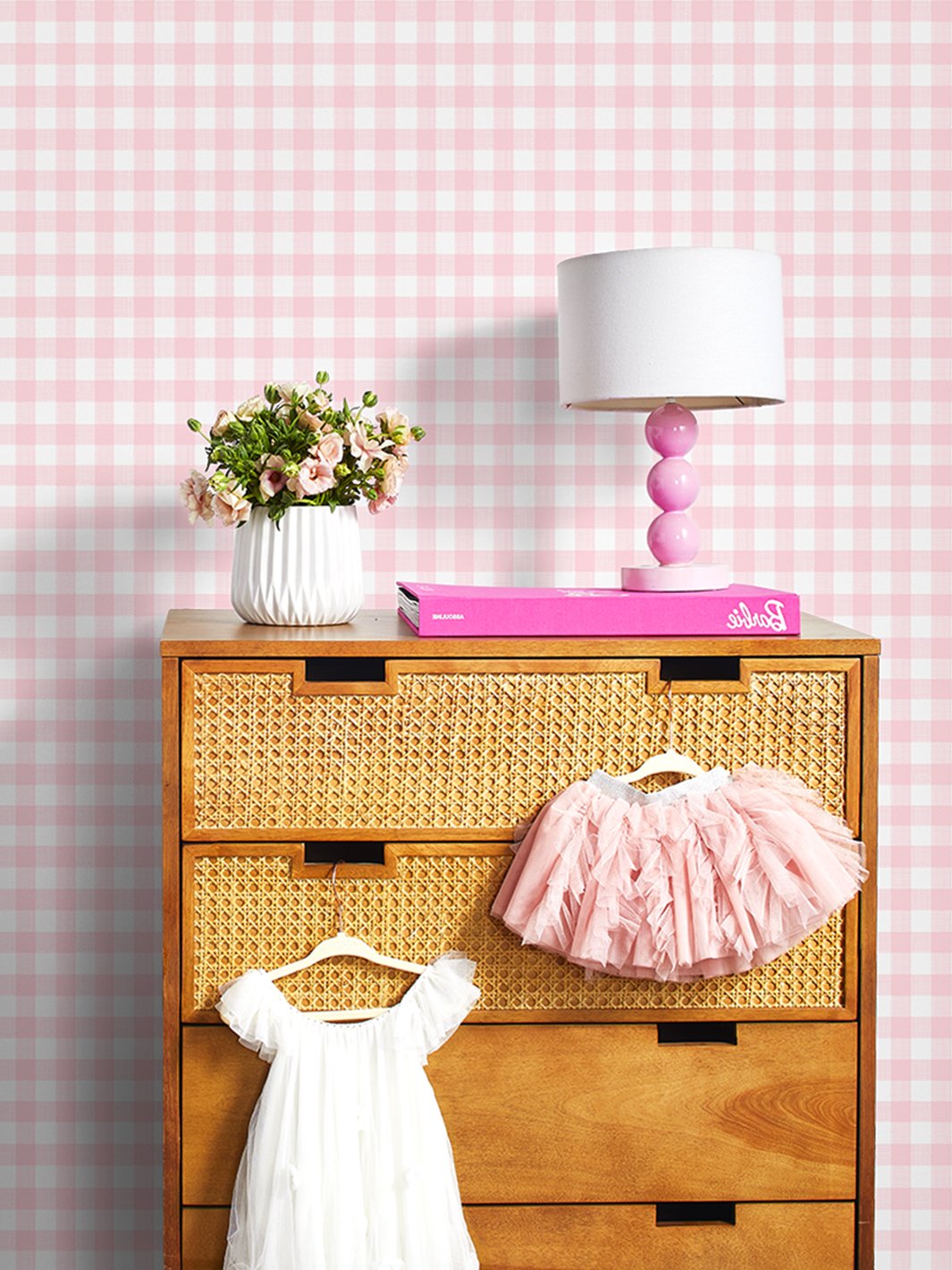 'Barbie™ Gingham' Wallpaper by Barbie™ - Ballet Slipper