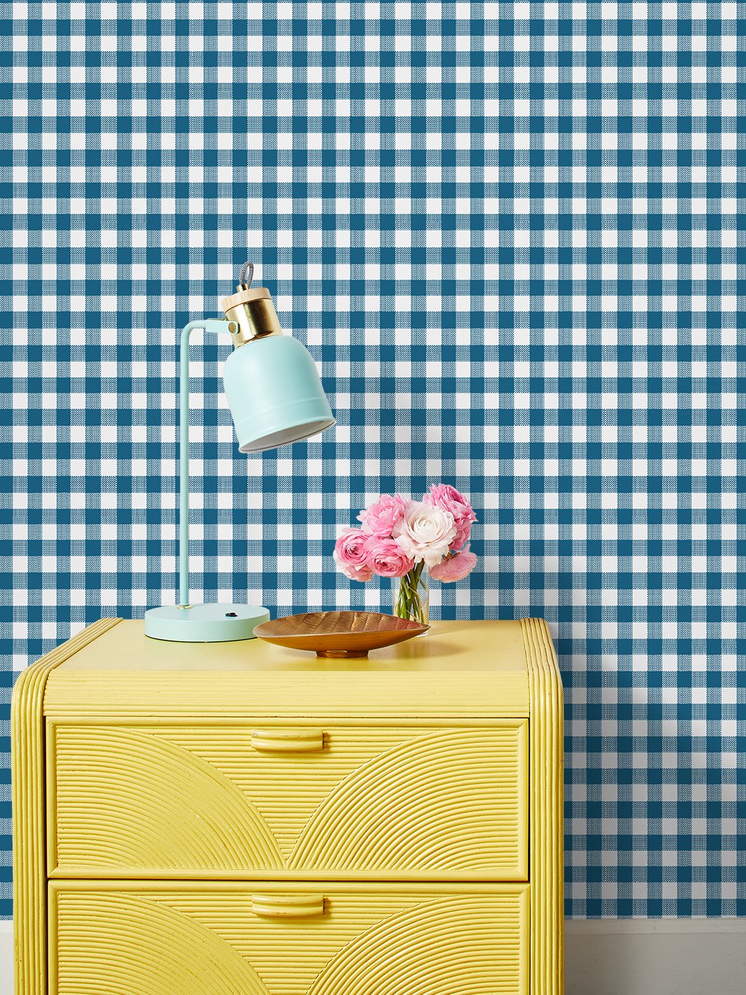 'Barbie™ Gingham' Wallpaper by Barbie™ - Cadet Blue