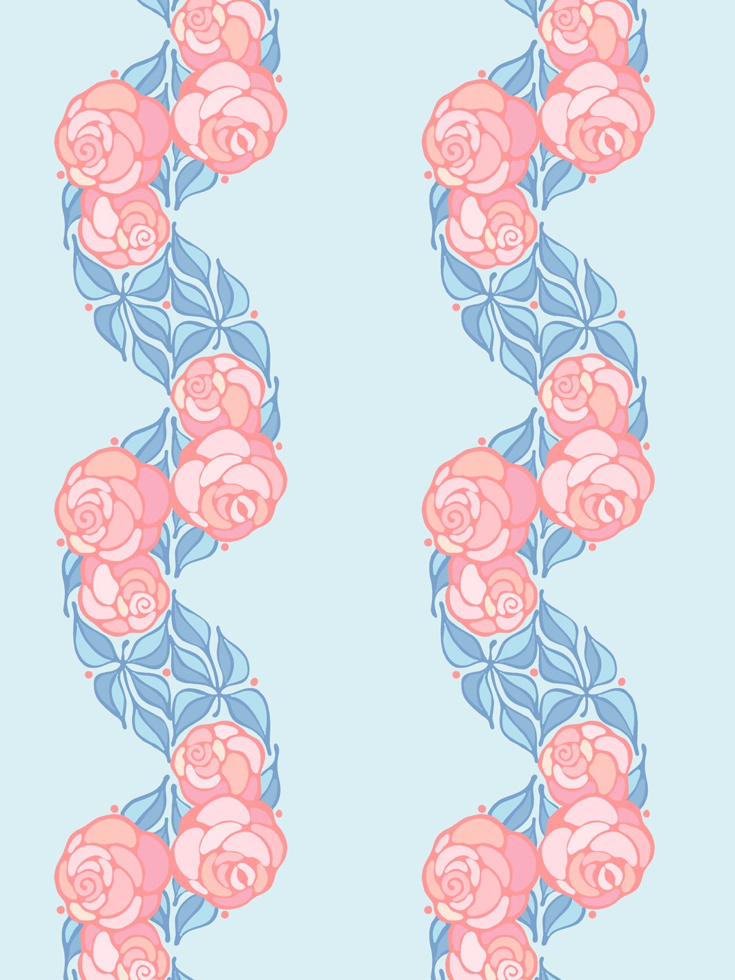 'Groovy Floral Stripe' Wallpaper by Barbie™ - Baby Blue