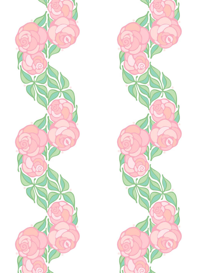 'Groovy Floral Stripe' Wallpaper by Barbie™ - Ballet Slipper