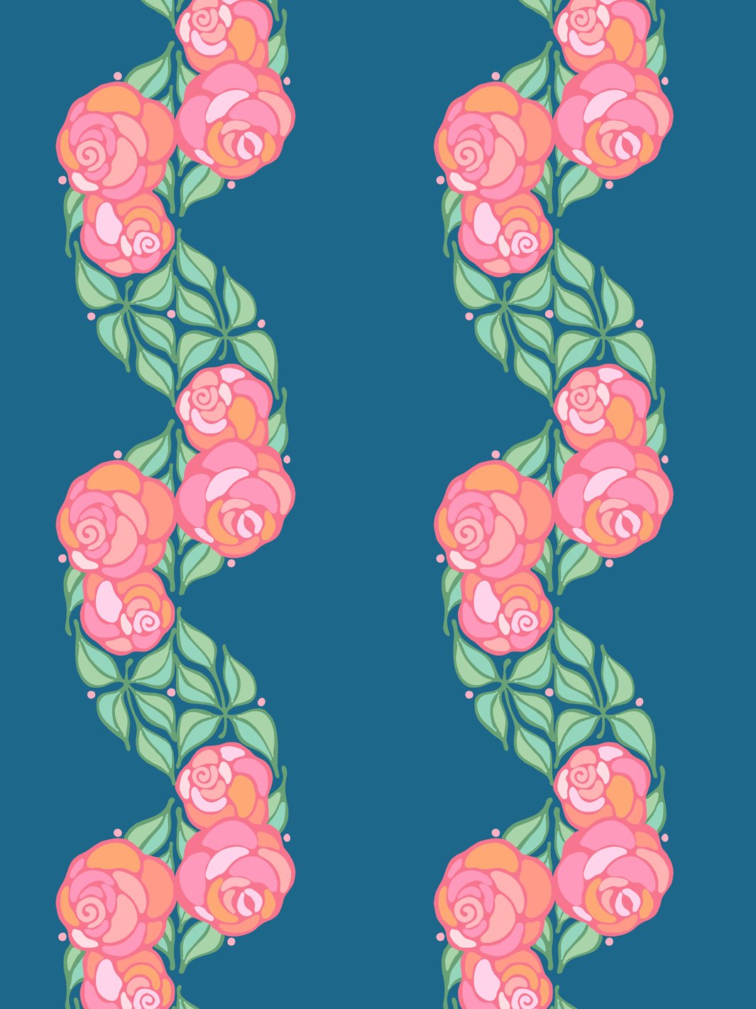groovy floral stripe wallpaper by barbie cadet blue