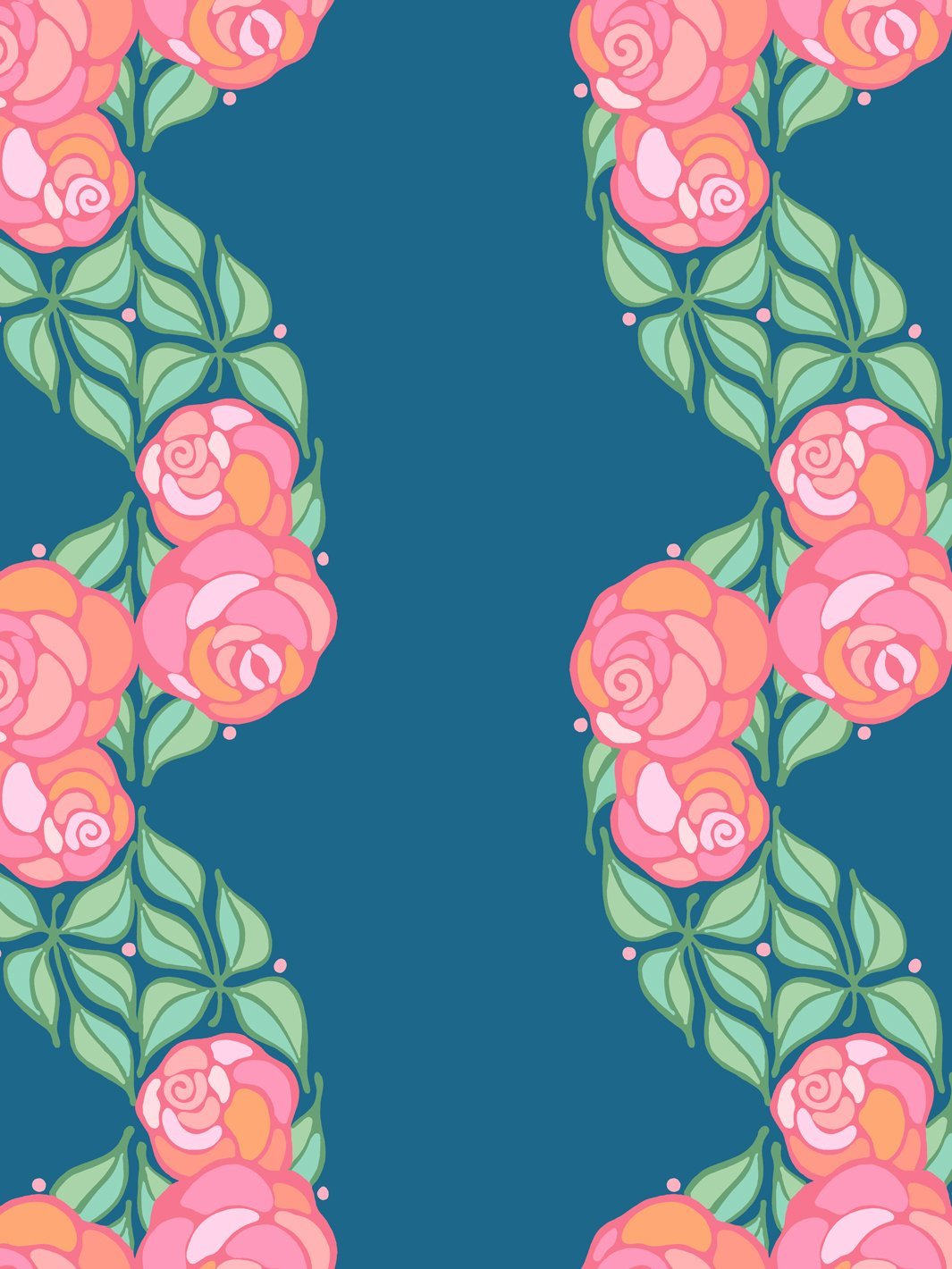 groovy floral stripe wallpaper by barbie cadet blue