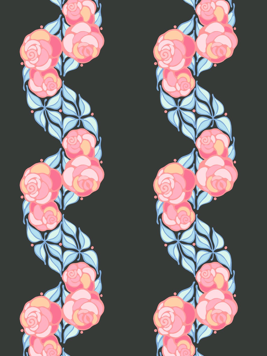 groovy floral stripe wallpaper by barbie charcoal