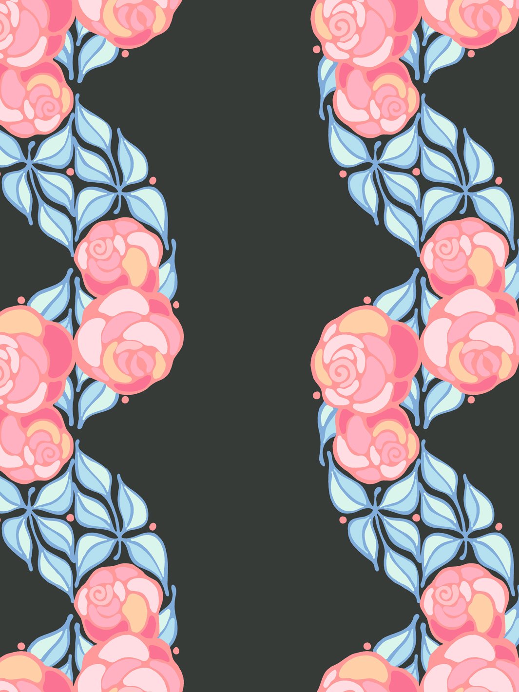 groovy floral stripe wallpaper by barbie charcoal