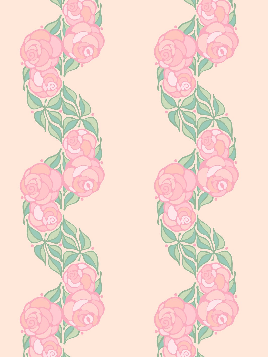 groovy floral stripe wallpaper by barbie peach