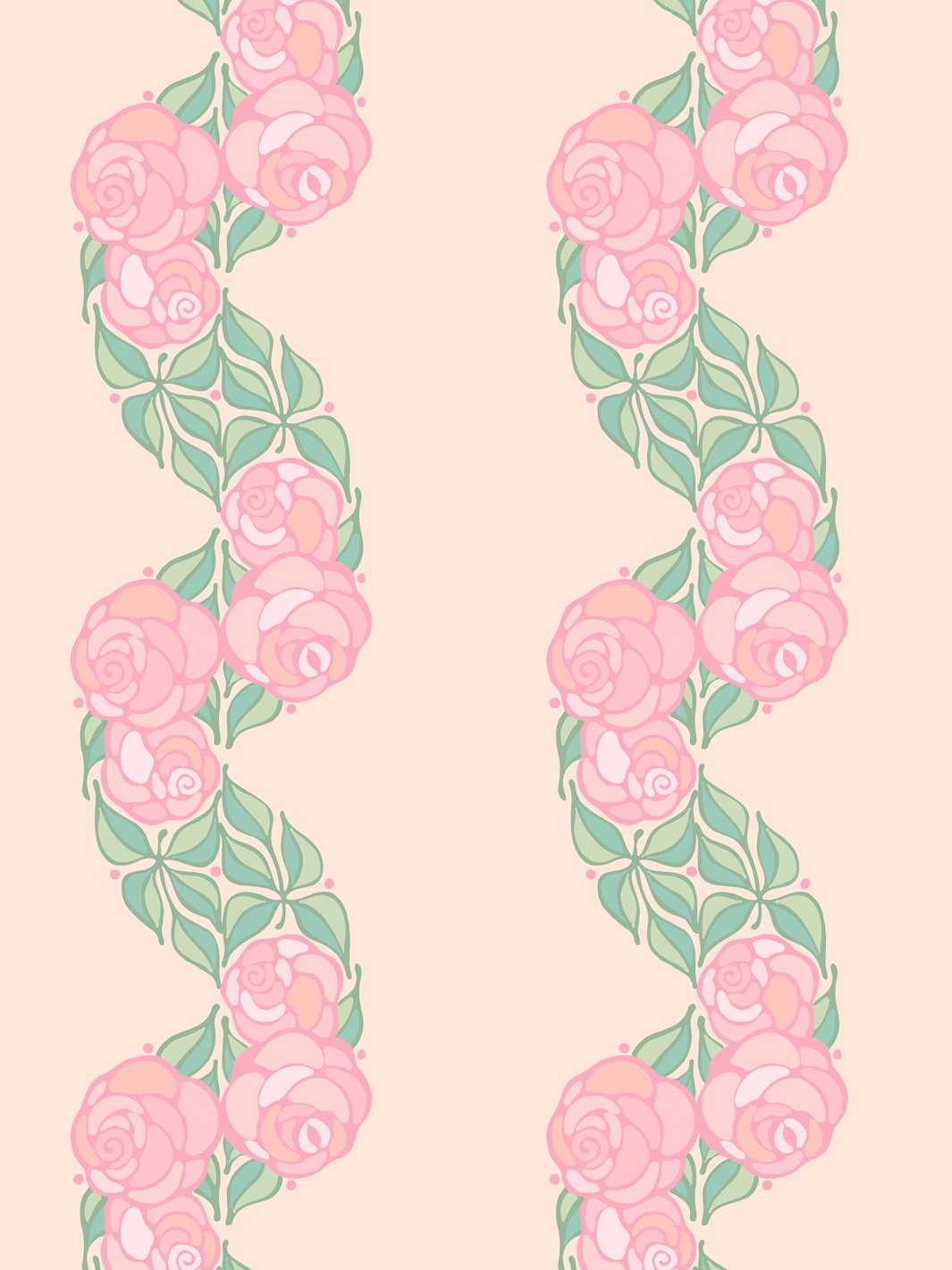 'Groovy Floral Stripe' Wallpaper by Barbie™ - Peach