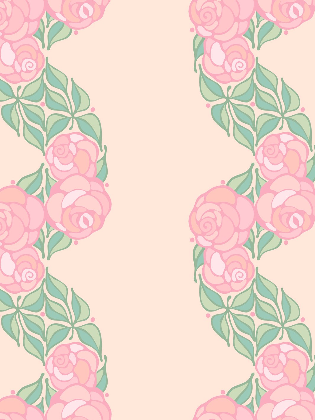 groovy floral stripe wallpaper by barbie peach