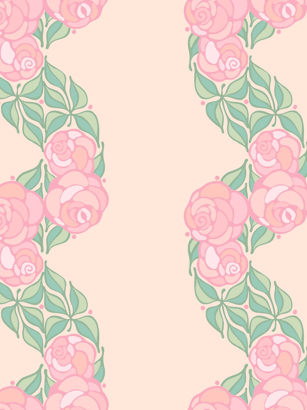 'Groovy Floral Stripe' Wallpaper by Barbie™ - Peach