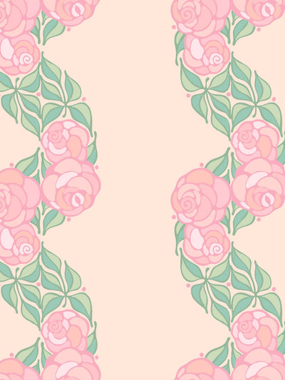 groovy floral stripe wallpaper by barbie peach