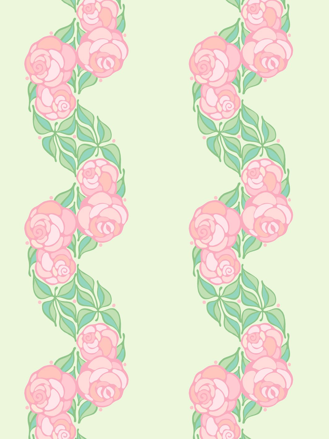 'Groovy Floral Stripe' Wallpaper by Barbie™ - Pistachio