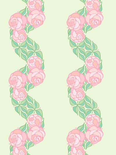 groovy floral stripe wallpaper by barbie pistachio