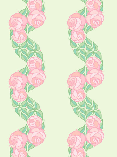 'Groovy Floral Stripe' Wallpaper by Barbie™ - Pistachio