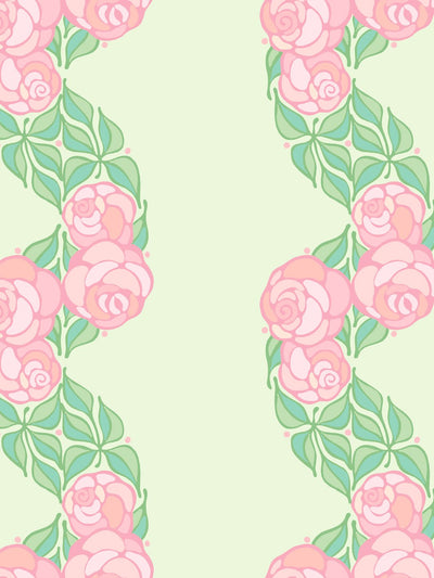 'Groovy Floral Stripe' Wallpaper by Barbie™ - Pistachio