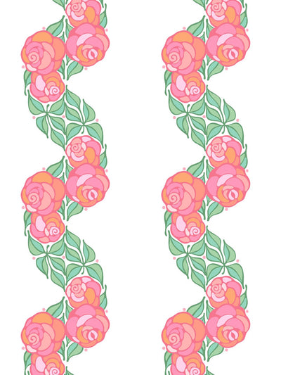 'Groovy Floral Stripe' Wallpaper by Barbie™ - Rose