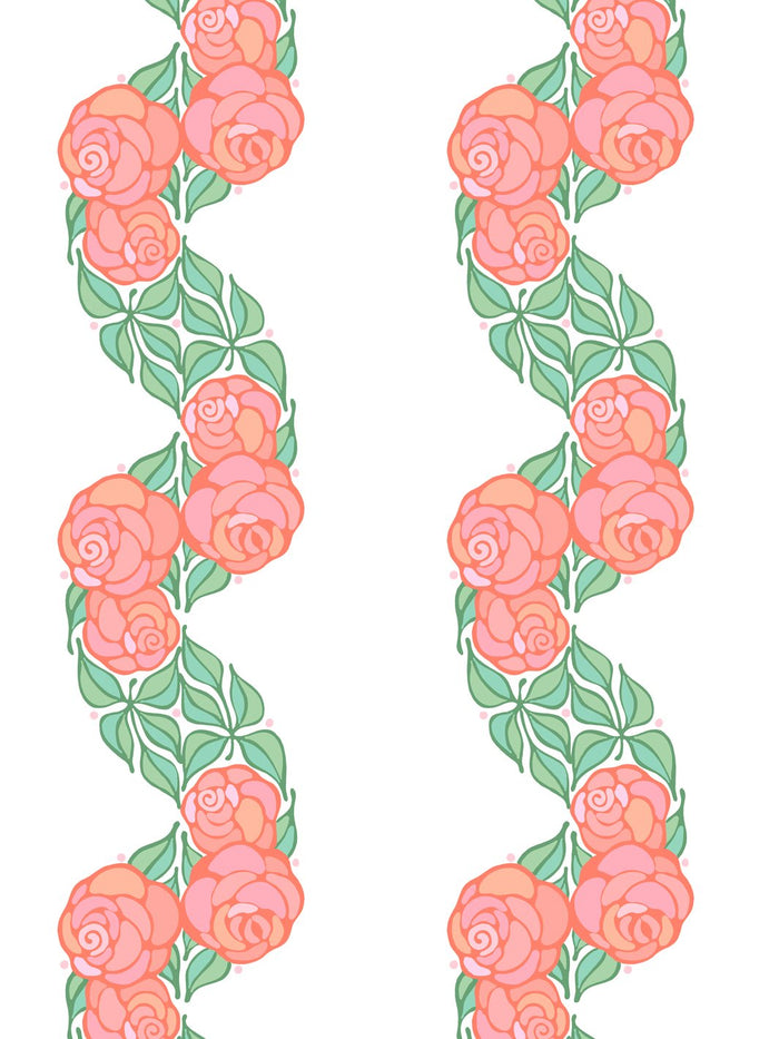 'Groovy Floral Stripe' Wallpaper by Barbie™ - Watermelon
