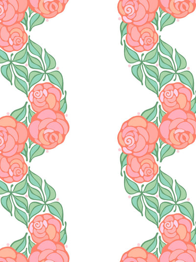 'Groovy Floral Stripe' Wallpaper by Barbie™ - Watermelon