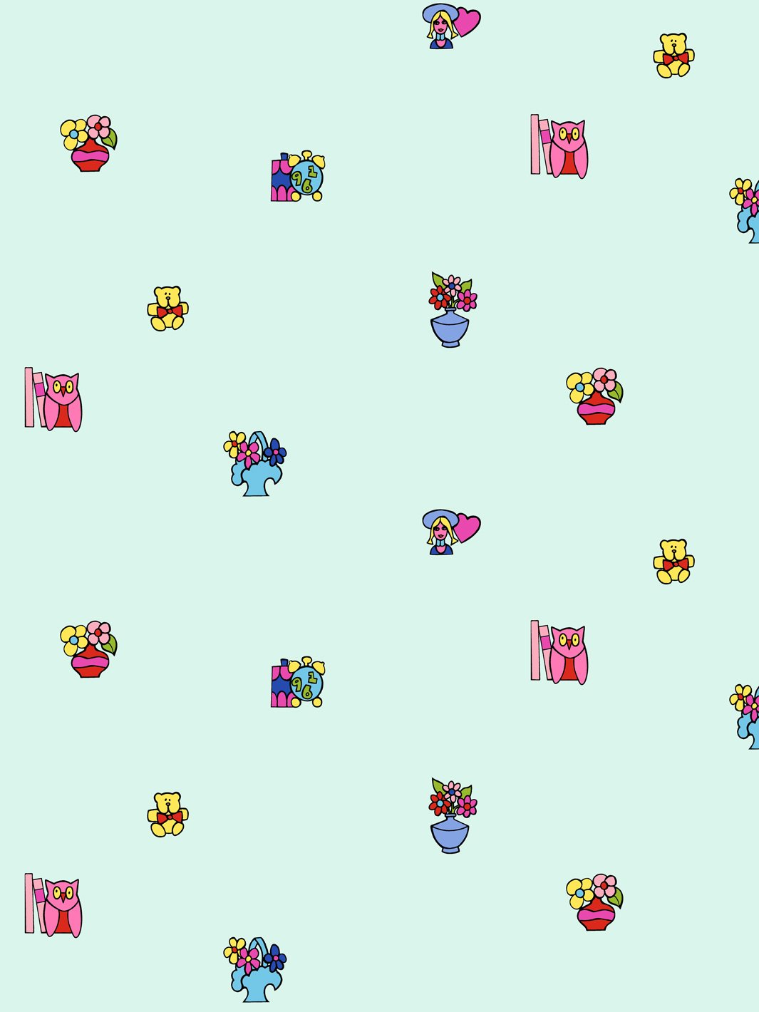 'Barbie™ Stickers' Wallpaper by Barbie™ - Robins Egg