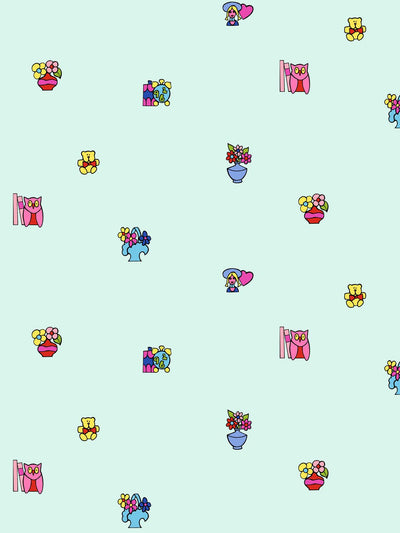 'Barbie™ Stickers' Wallpaper by Barbie™ - Robins Egg