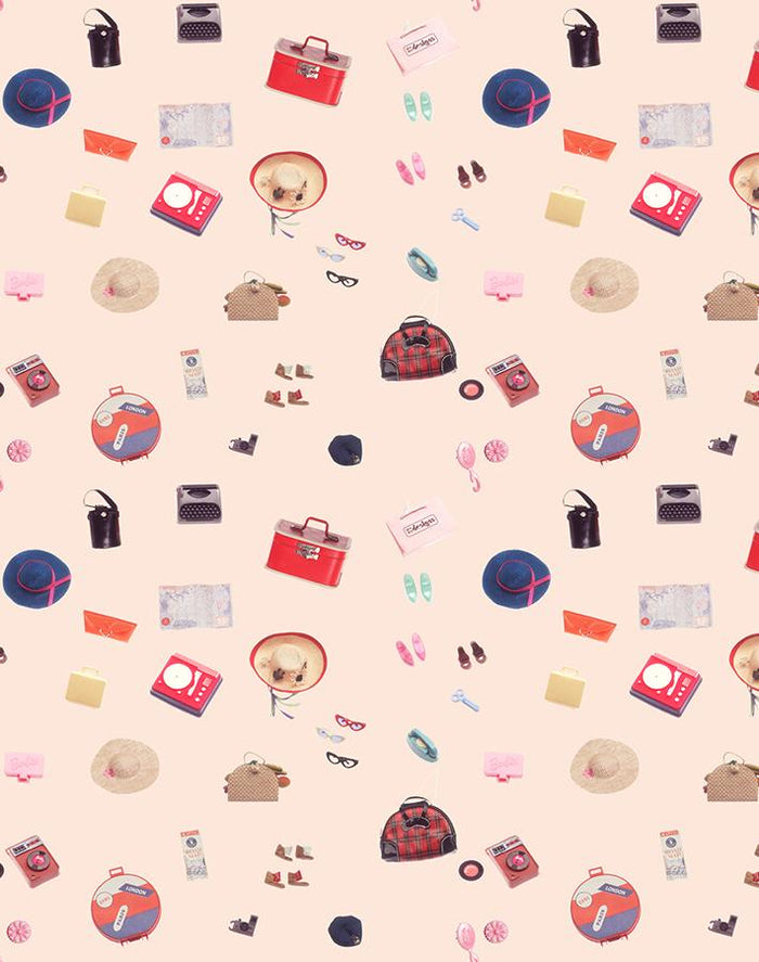 'Barbie™ Travel' Wallpaper by Barbie™ - Peach