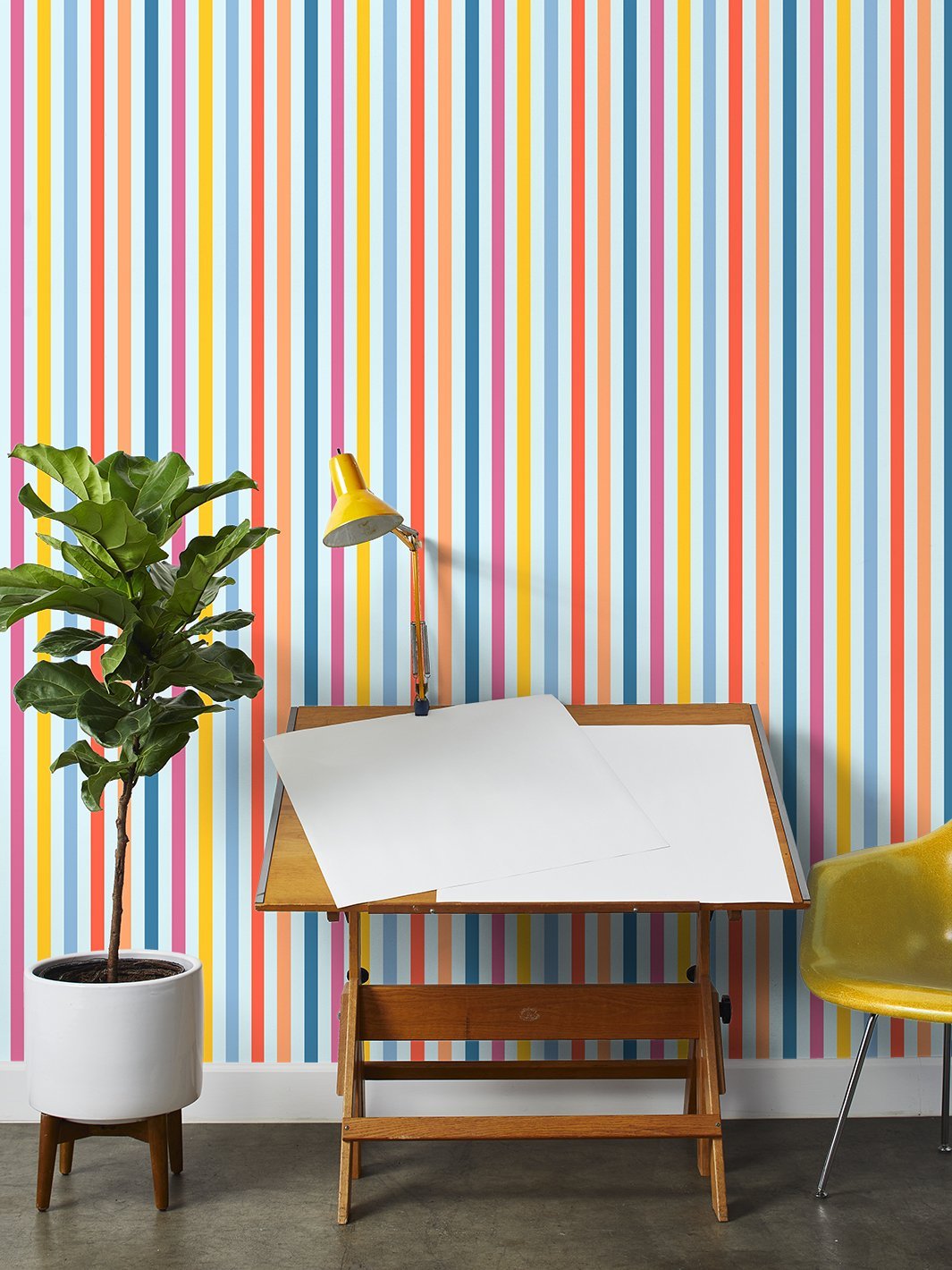 'Bend and Snap Stripe' Wallpaper by Barbie™ - Pale Blue