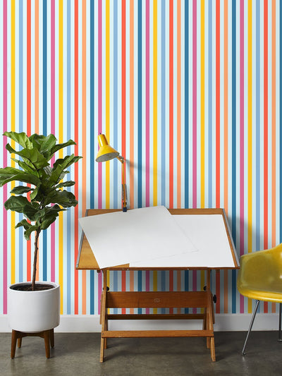 bend and snap stripe wallpaper by barbie pale blue