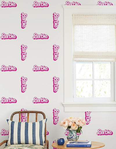 'Barbie™ 80s Logo' Wallpaper by Barbie™ - White