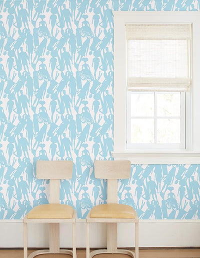 'Fashionistas™ Silhouettes' Wallpaper by Barbie™ - Baby Blue