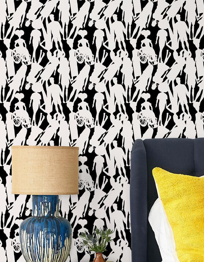 'Fashionistas™ Silhouettes' Wallpaper by Barbie™ - Black Cream