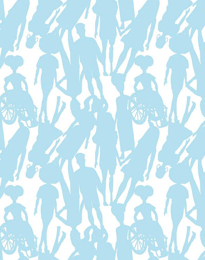 'Fashionistas™ Silhouettes' Wallpaper by Barbie™ - Baby Blue