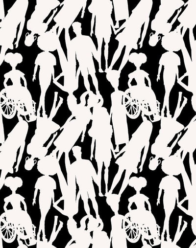 'Fashionistas™ Silhouettes' Wallpaper by Barbie™ - Black Cream