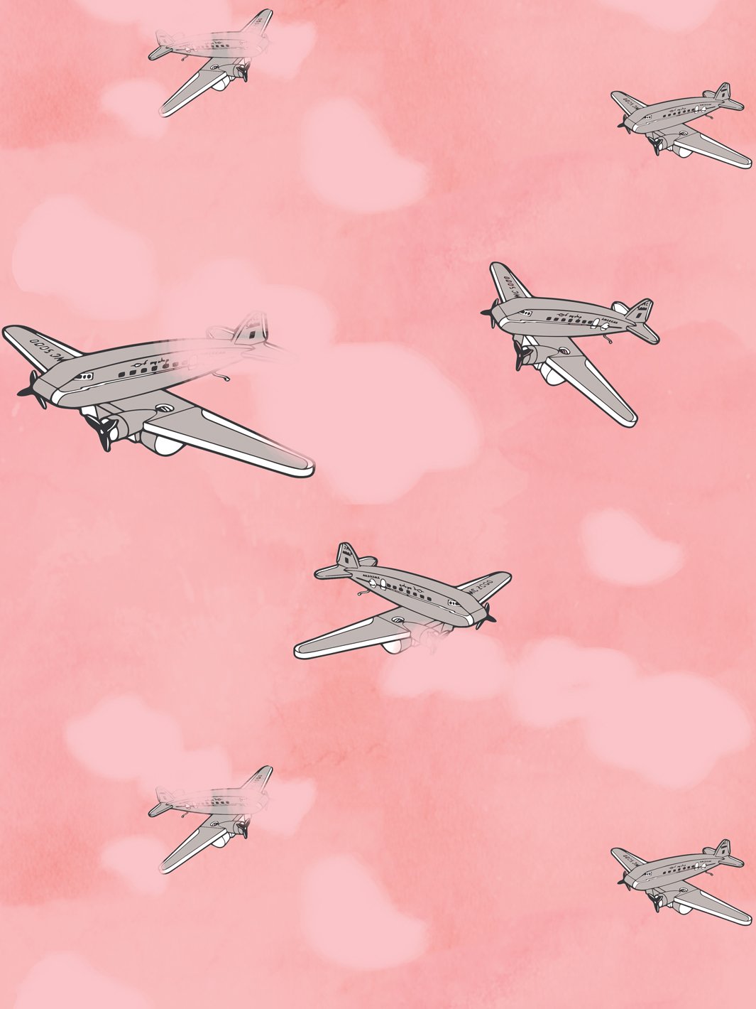 'Airplanes' Wallpaper by Fisher-Price™ - Gray Sunset