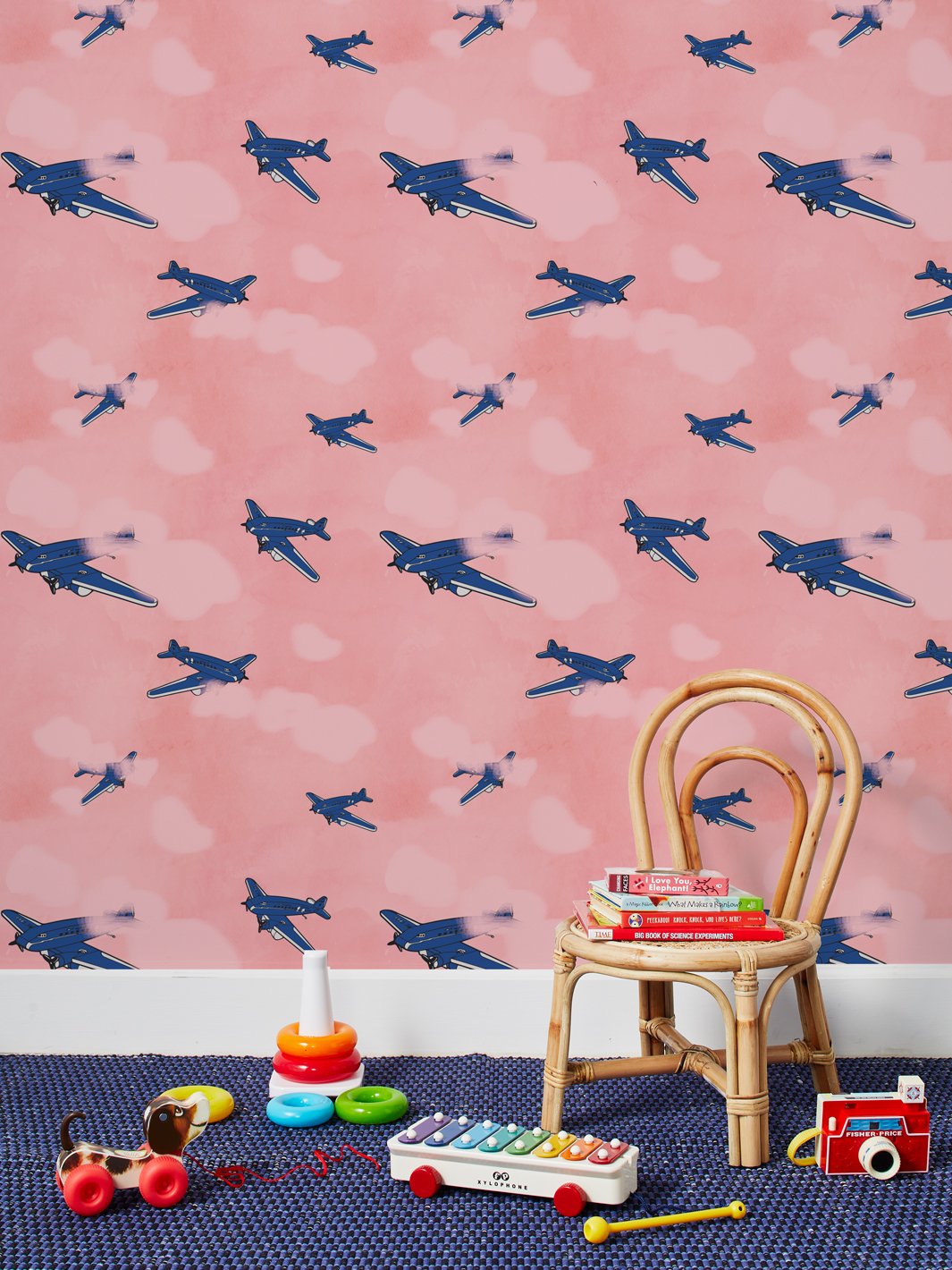 'Airplanes' Wallpaper by Fisher-Price™ - Navy Sunset