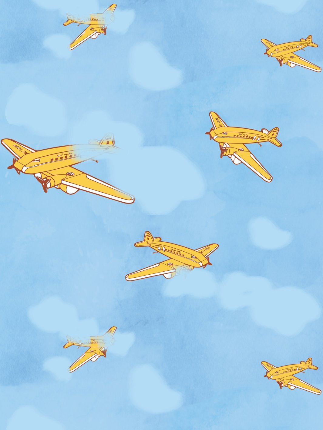 airplanes-wallpaper-by-fisher-price-yellow