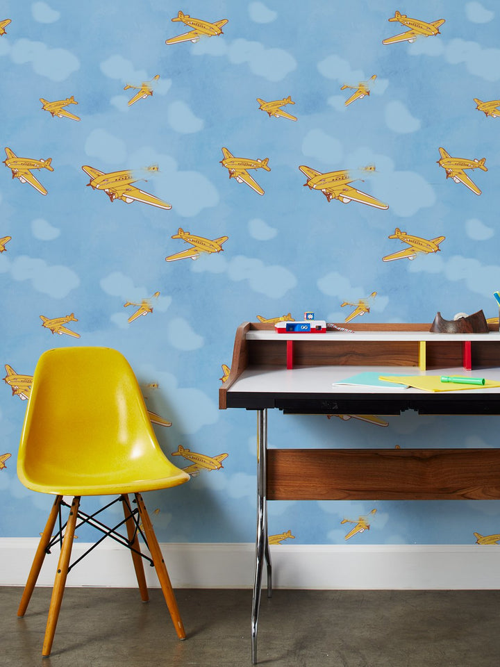 airplanes-wallpaper-by-fisher-price-yellow
