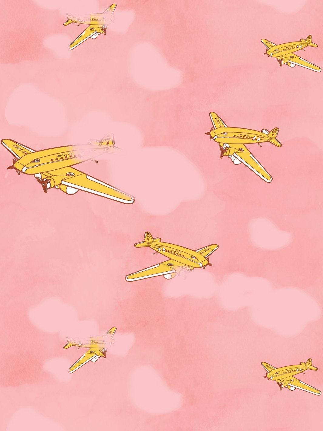airplanes-wallpaper-by-fisher-price-yellow-sunset