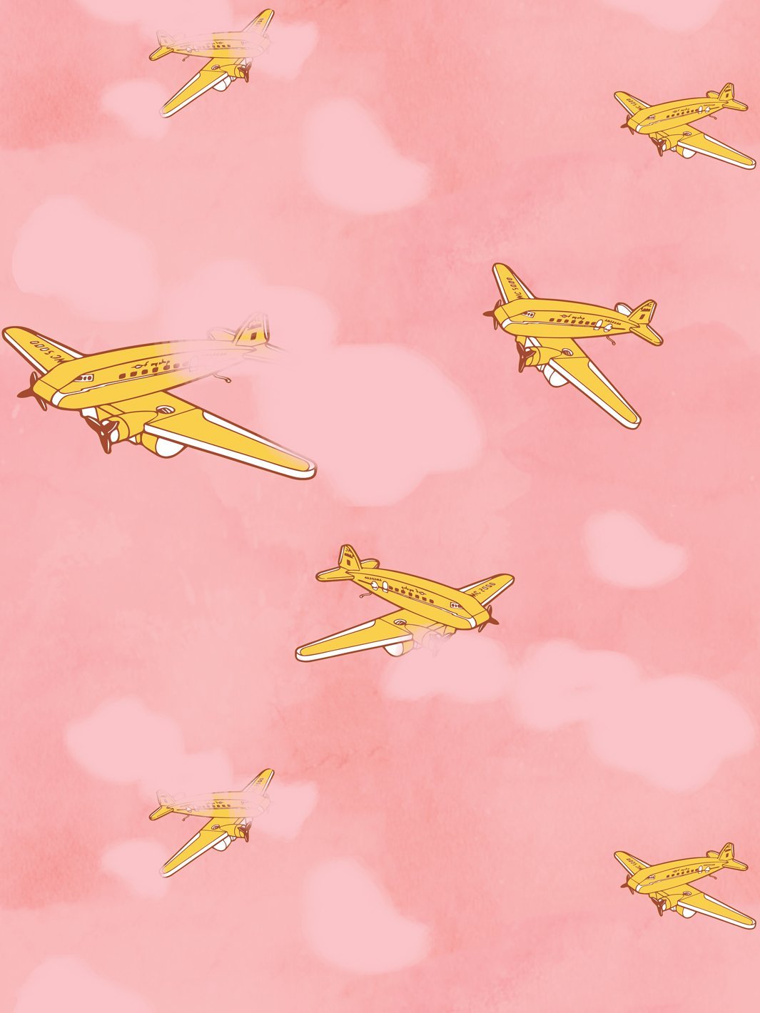 'Airplanes' Wallpaper by Fisher-Price™ - Yellow Sunset