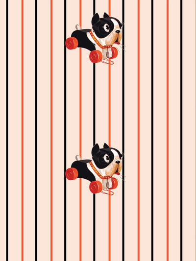 barky stripe wallpaper by fisher price peach
