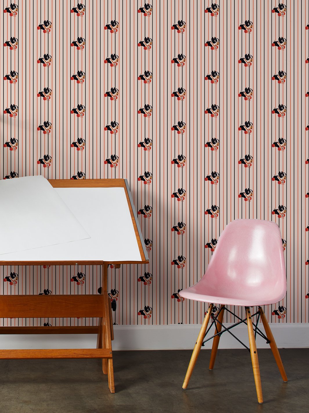barky stripe wallpaper by fisher price peach