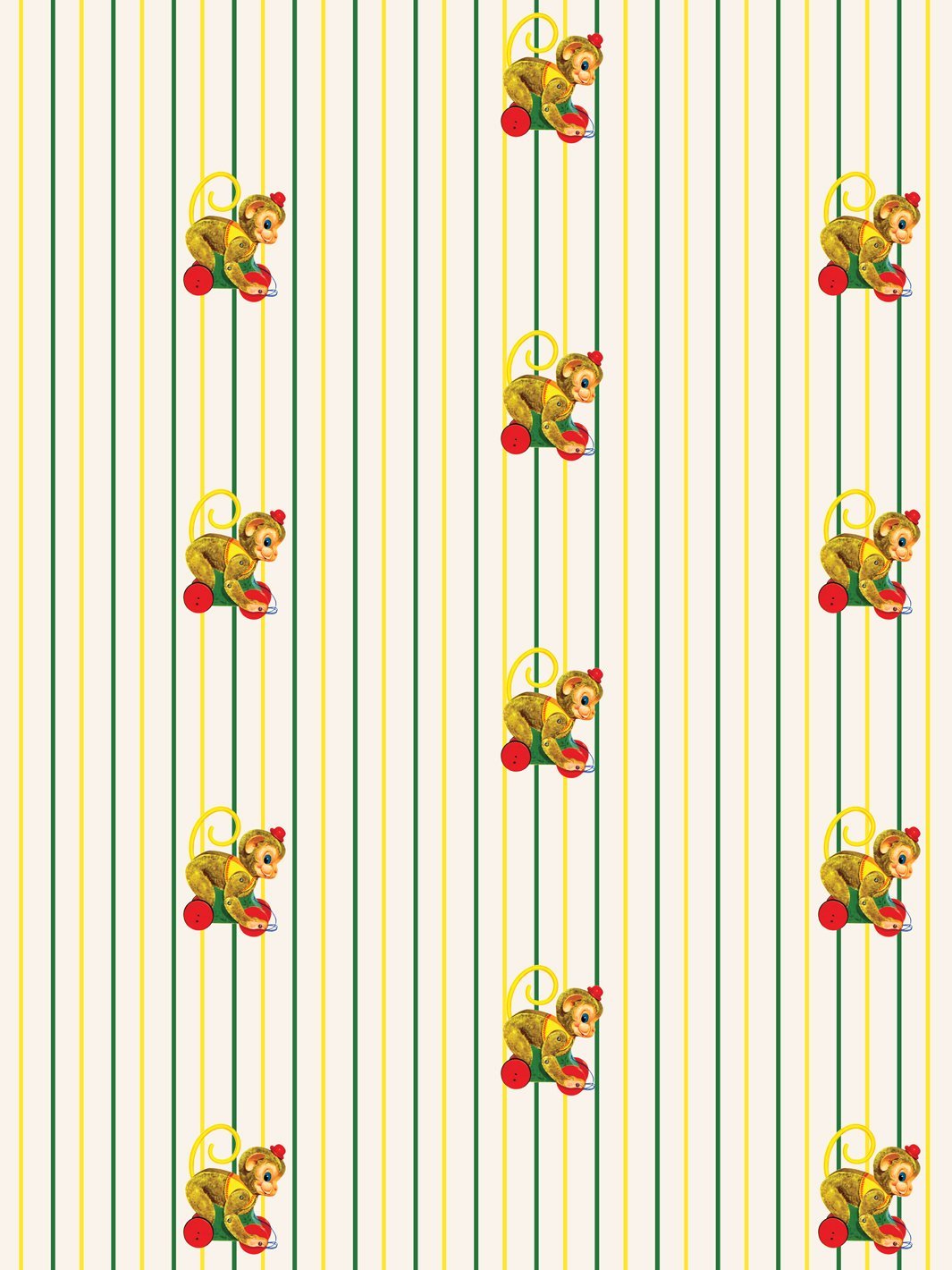 'Chatter Monkey Stripes' Wallpaper by Fisher-Price™ - Off-White