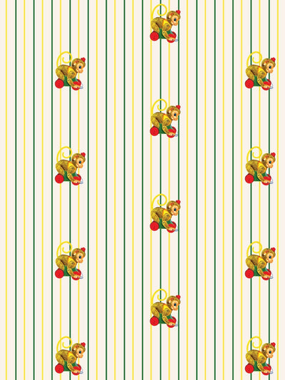'Chatter Monkey Stripes' Wallpaper by Fisher-Price™ - Off-White
