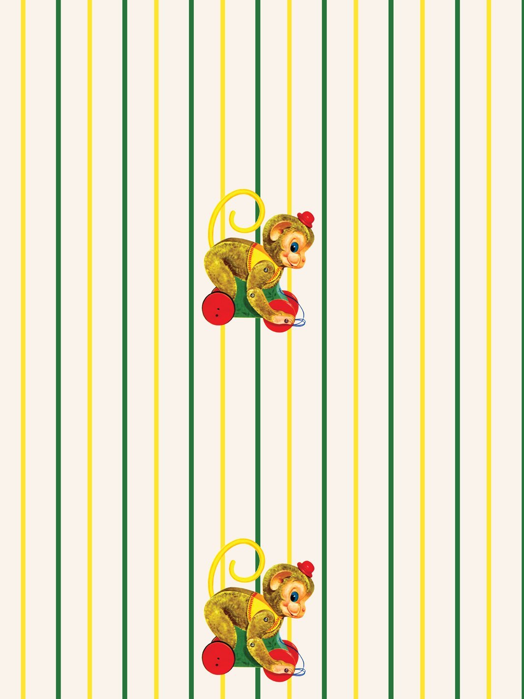 'Chatter Monkey Stripes' Wallpaper by Fisher-Price™ - Off-White