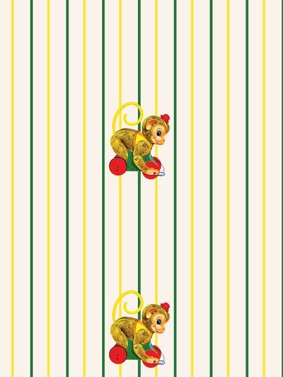 chatter monkey stripes wallpaper by fisher price off white