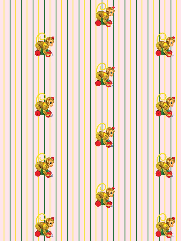 chatter-monkey-stripes-wallpaper-by-fisher-price-pink